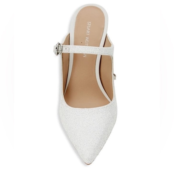 Women’s 9 Stuart Weitzman crystal buckle 75 glitter heeled mule - Picture 7 of 12